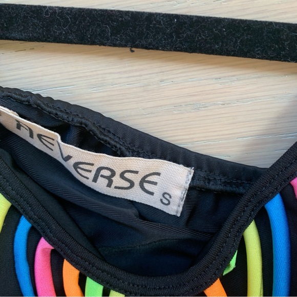 Fun rainbow fringe black bathing suit with side cut outs - Picture 4 of 6